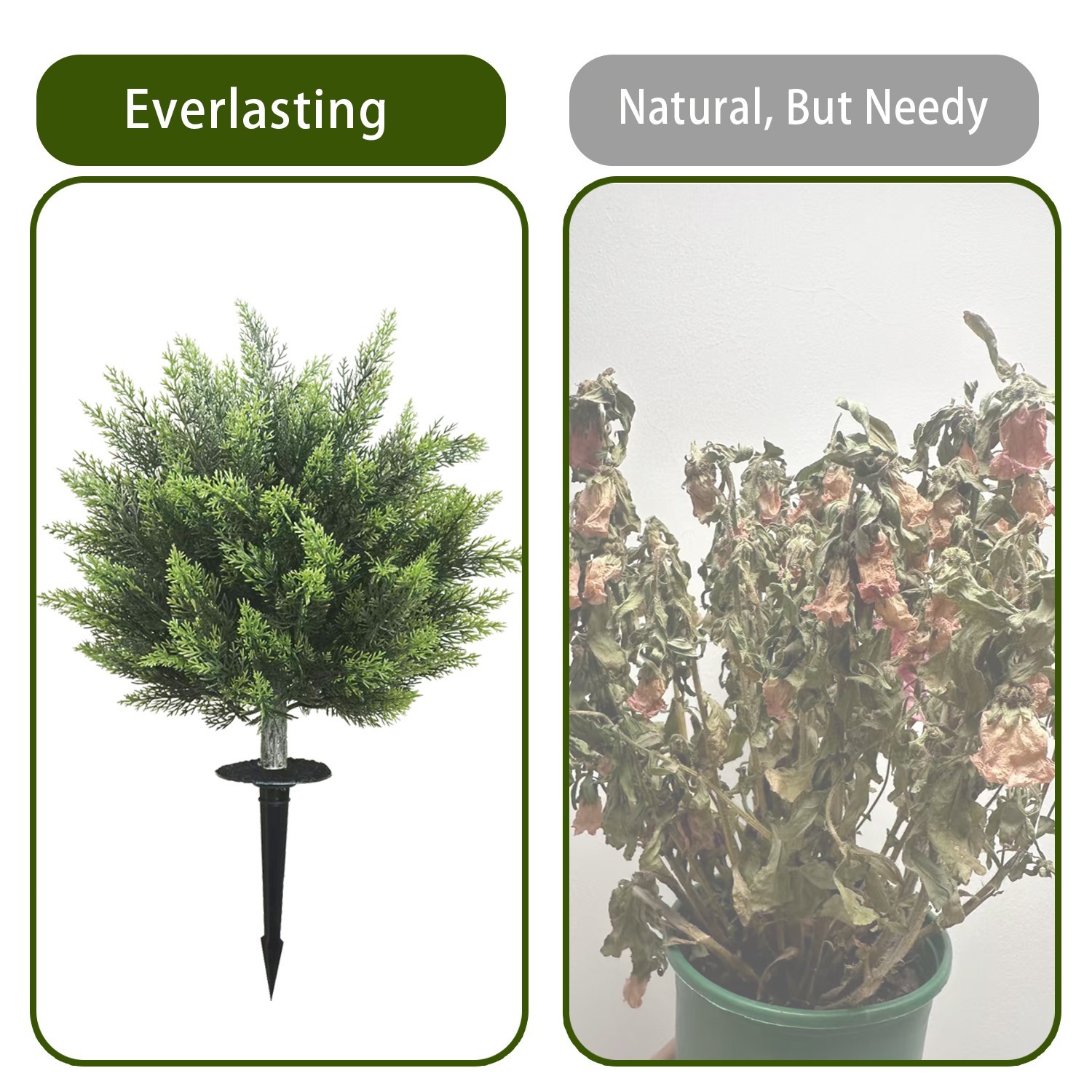 2 Pack Artificial Round Cedar Topiary Ground Stake Fake Cypress Outdoor Garden gallery