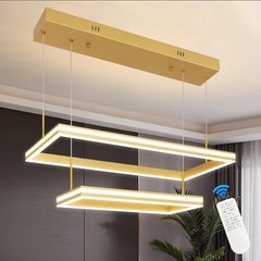 2 Ring Gold Modern Led Chandelier Adjustable Ring Light Dimmable Rectangular…