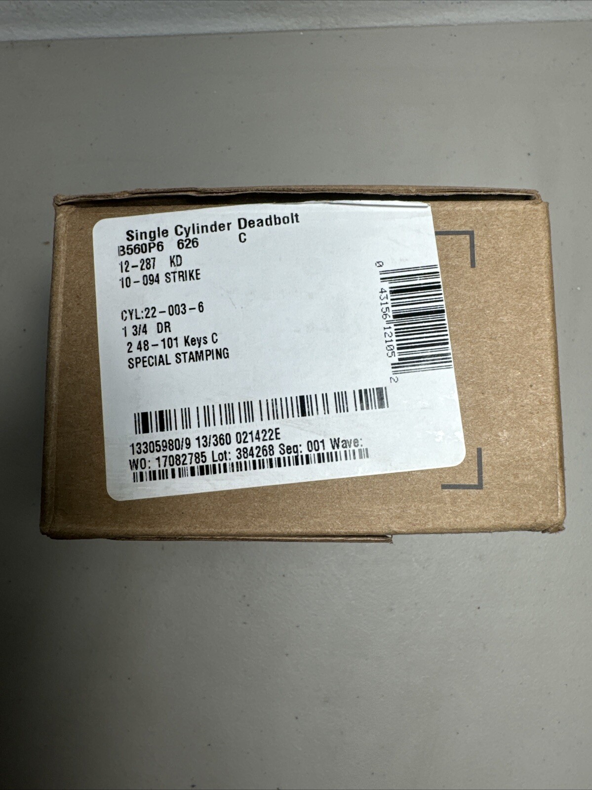 Schlage Single Cylinder Deadbolt B560P 626 C Satin Chrome gallery