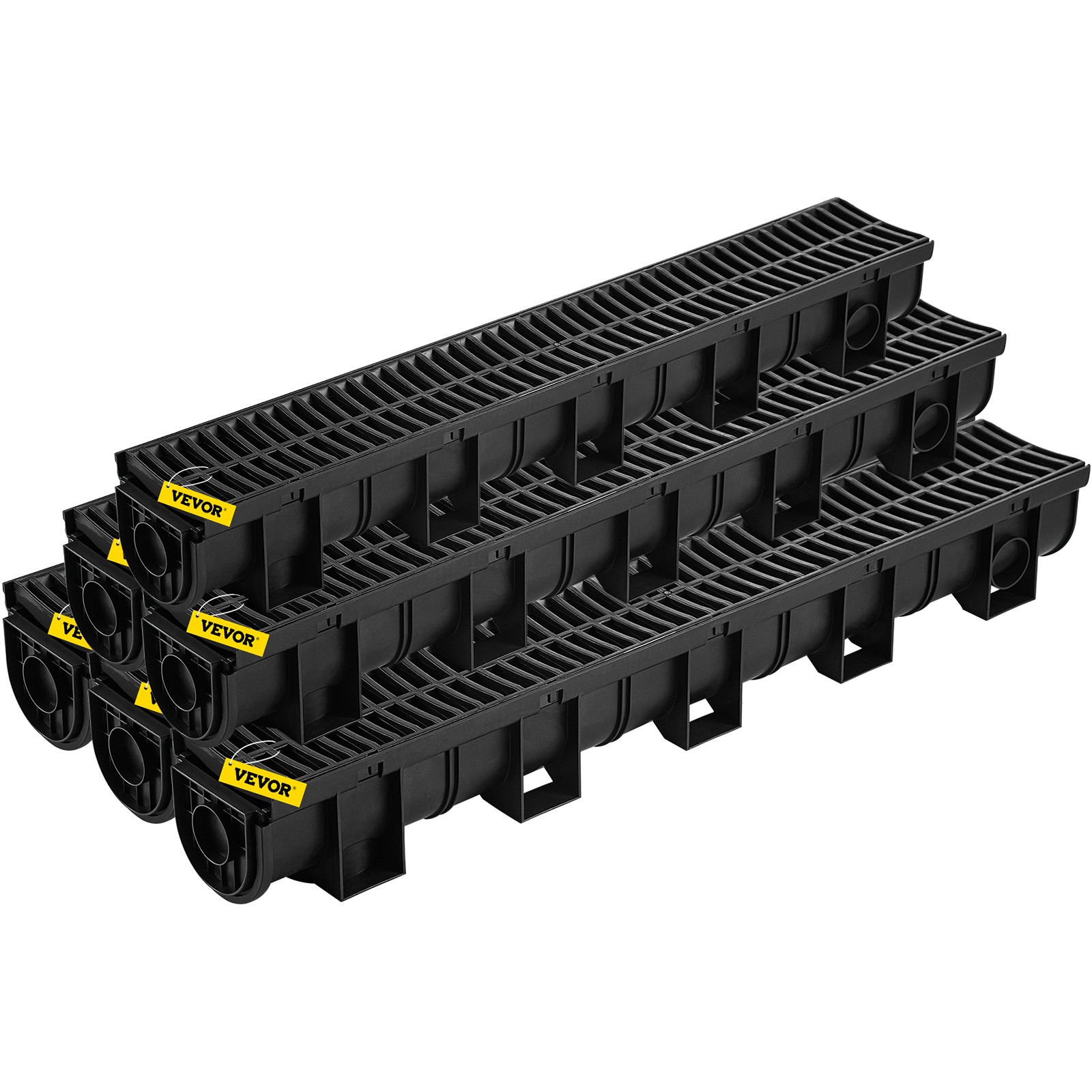 VEVOR Drainage Trench Driveway Channel Drain Kit Plastic Grate-5.8"x5.2"-6 Pack gallery