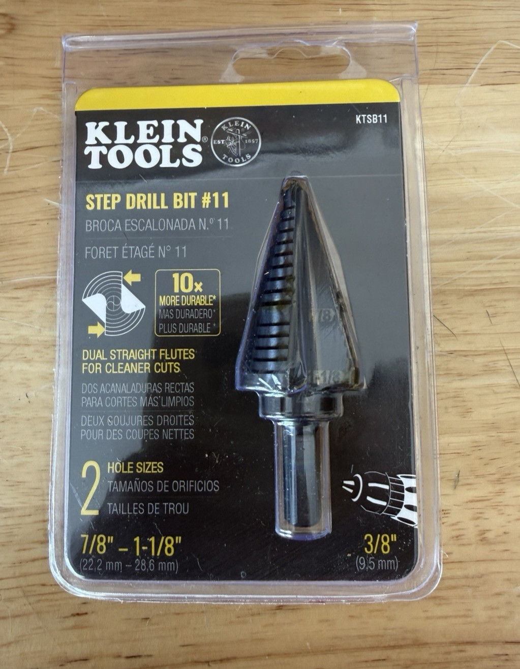 Klein Tools KTSB11 Double-Fluted Step Drill Bit #11 (7/8" to 1-1/8") NEW gallery
