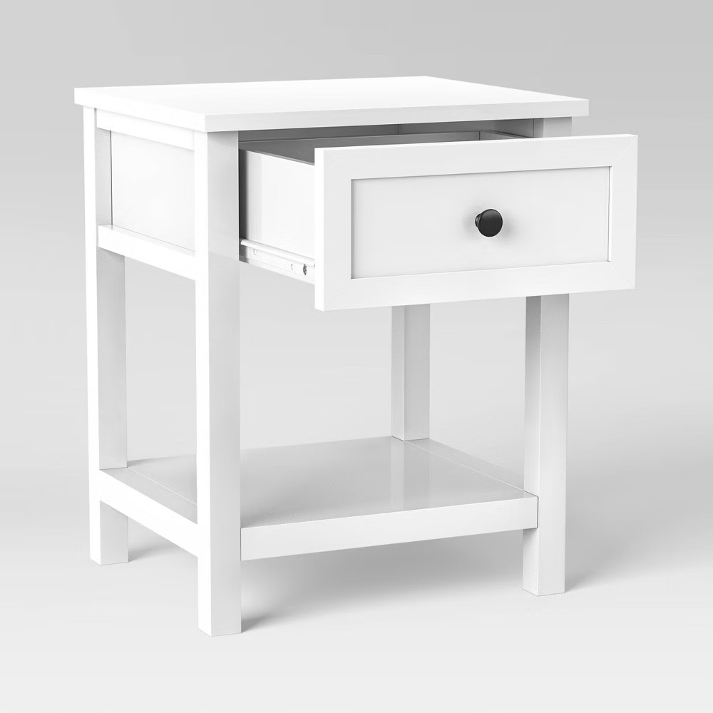 Traditional Side Table with Storage Drawer Classic White - Room Essentials gallery