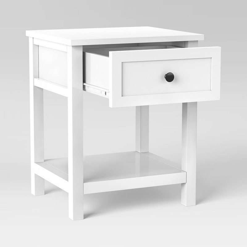 Traditional Side Table with Storage Drawer Classic White - Room Essentials gallery