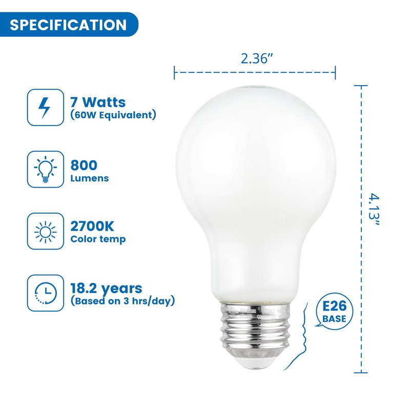 A19 LED LIGHT BULBS Value Packs 40/60/75 Watts Dimmable Soft White E26 Base gallery