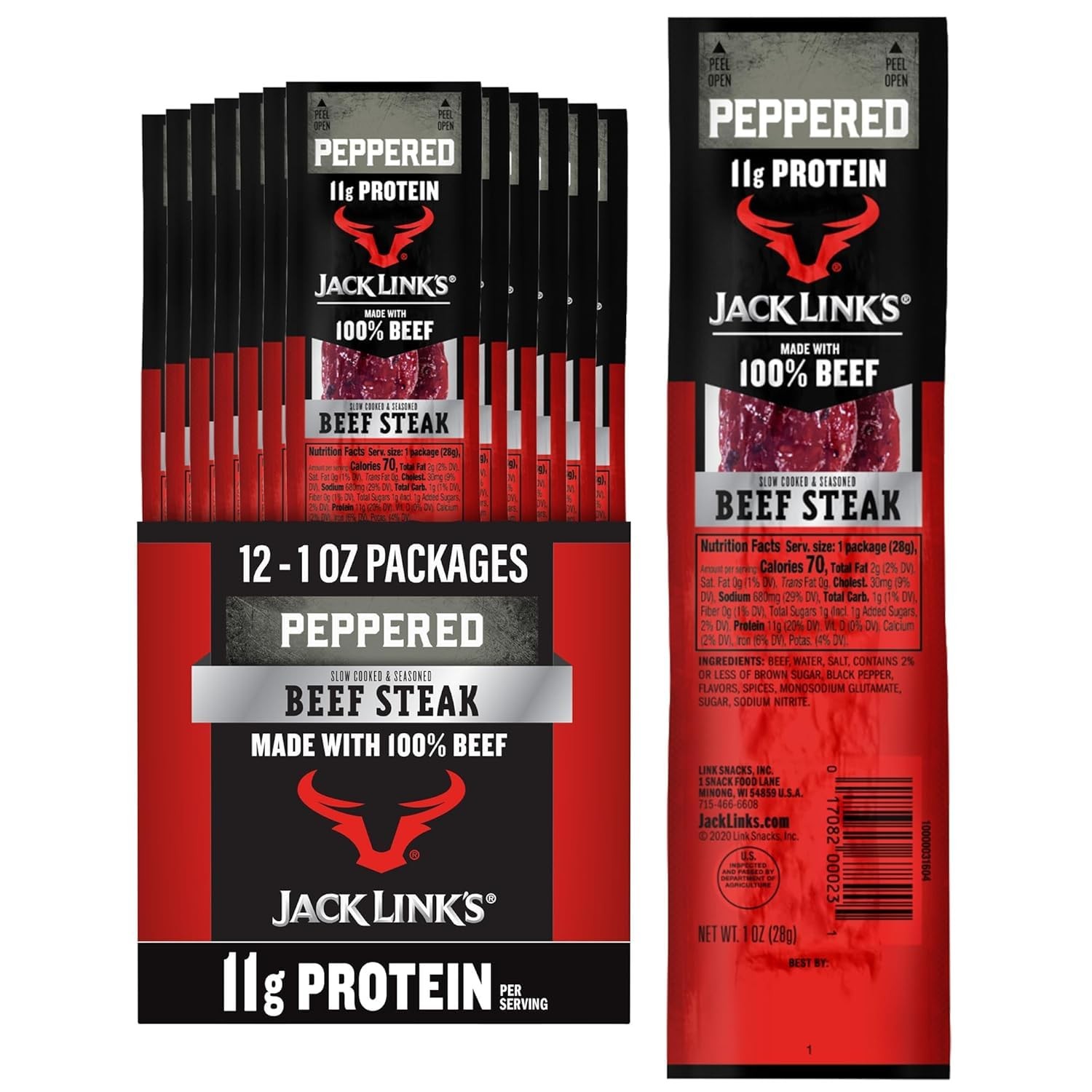 Jack Link's Peppered Beef Jerky Steaks - Ready 12 Ounce (Pack of 1), No Color gallery