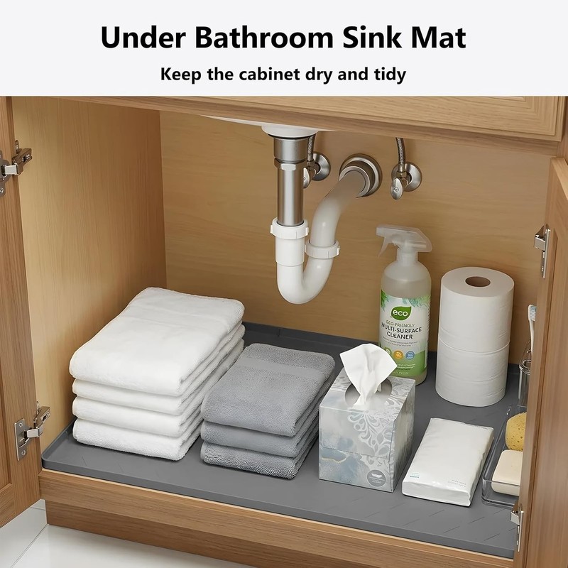 Under Sink Mats Kitchen Waterproof 34"X22" Undersink Protectors Silicone Mat gallery