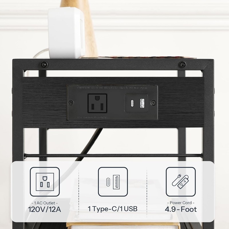 Industrial Printer Stand, 3-Tier Mobile Printer Table, Rolling Cart with Power gallery