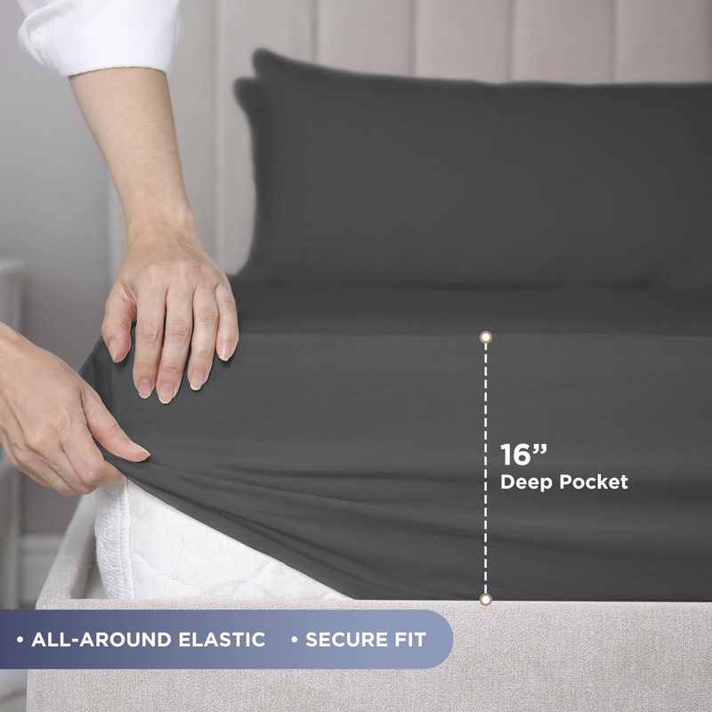 4-Piece Queen Sheet Set – 100% Supima Cotton Sheets – Super Soft – American-G... gallery