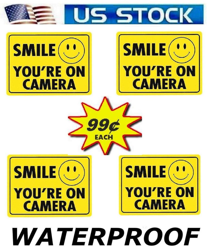 HOME SECURITY SURVEILLANCE CAMERA DECALS WARNING STICKERS SIGN 4 LOT 99 EA