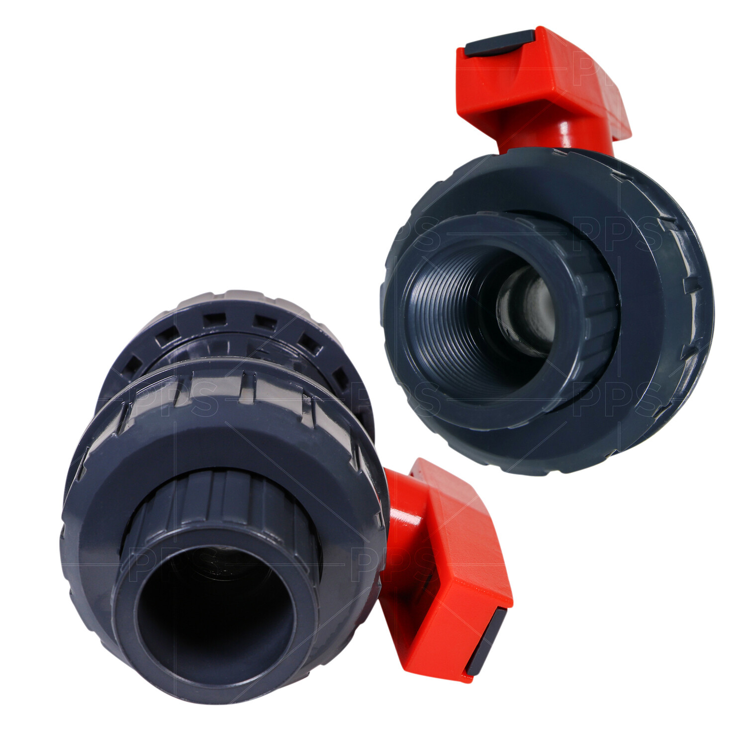 True Gray Union PVC Ball Valve Socket Slip Solvent/Thread Schedule 40/80 Pipe gallery