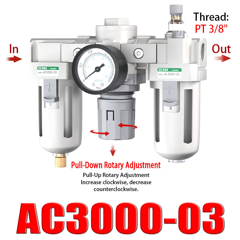 AC3000 Air Compressor Filter Oil Water Separator Trap Filter w/ Regulator Gauge gallery