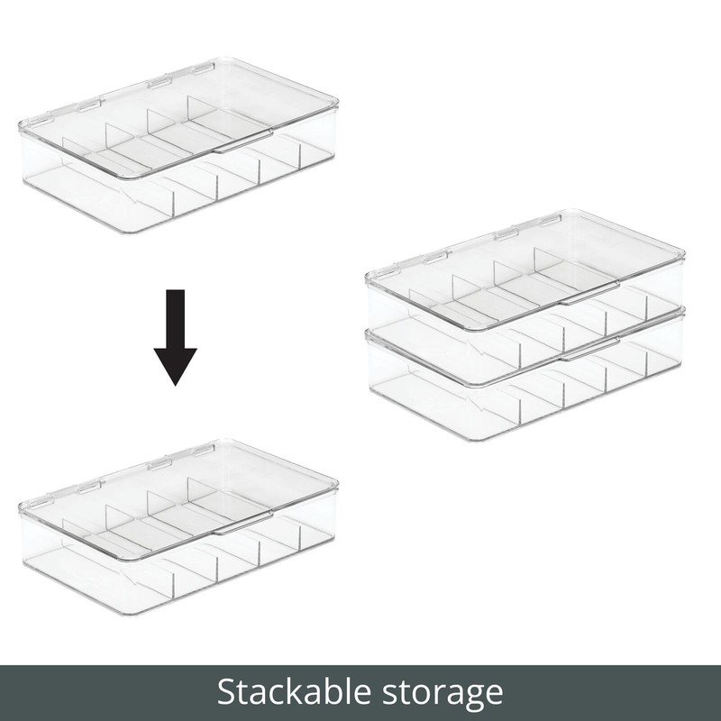 mDesign Plastic Stackable Eyeglass Case Storage Organizer Pack of 2, Clear gallery