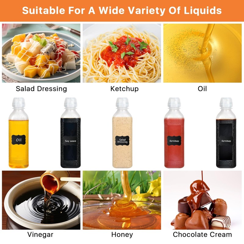 16 Oz Condiment Squeeze Bottles, 5 Pack Plastic Squeeze Squirt Bottle with Flip gallery