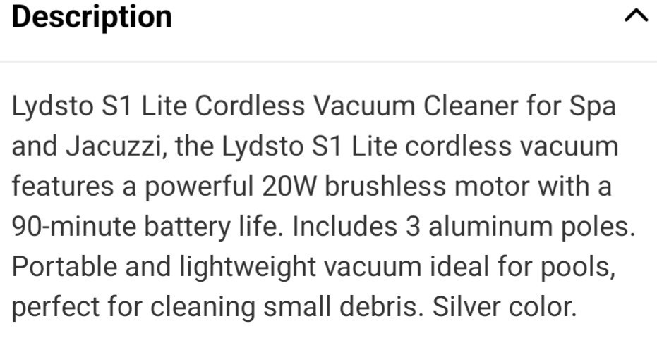Lydsto S1 Lite Cordless Pool Vacuum, 20W Brushless Motor, 90min, 3 Poles gallery