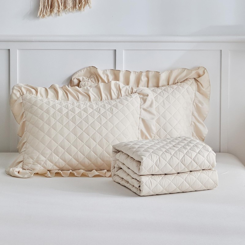 Uozzi Bedding Ruffle Skirt Bedspread Set - 30 - White Chic Ruffled gallery