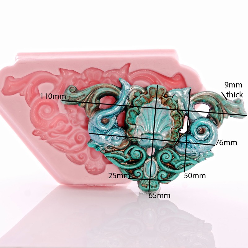 Scroll work Silicone Mold Fondant Chocolate Sugar Resin Polymer Clay Metal (749) gallery