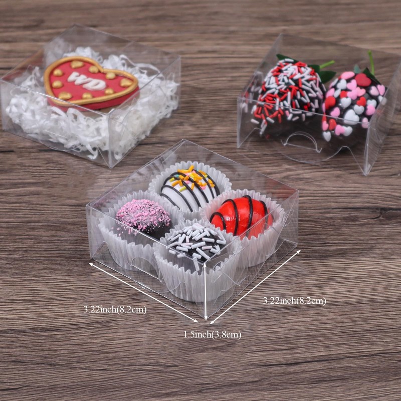 25 PCS Clear Chocolate Truffle Boxes, 3x3x1 inches, Holds 4, Bakery, Gift gallery