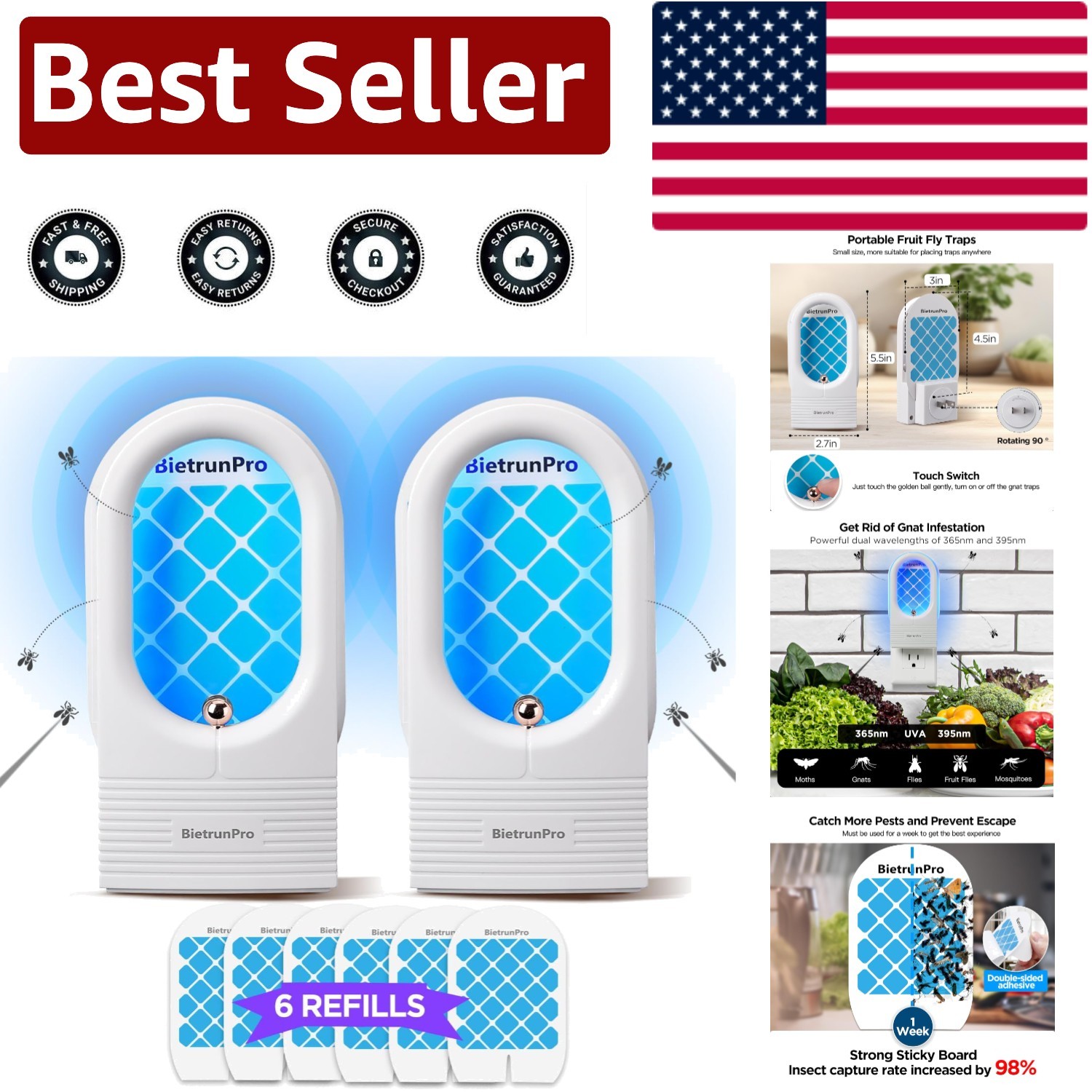 Safe & Silent Indoor Catches: 2 UV Plug-in Traps for House, Kitchen & Office Use gallery