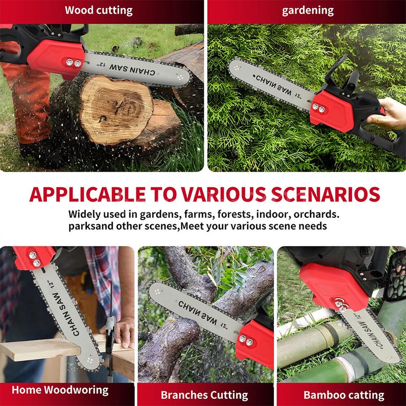 12" Cordless Chainsaw 21V Brushless Electric Handheld Chain Saw +Battery&Charger gallery