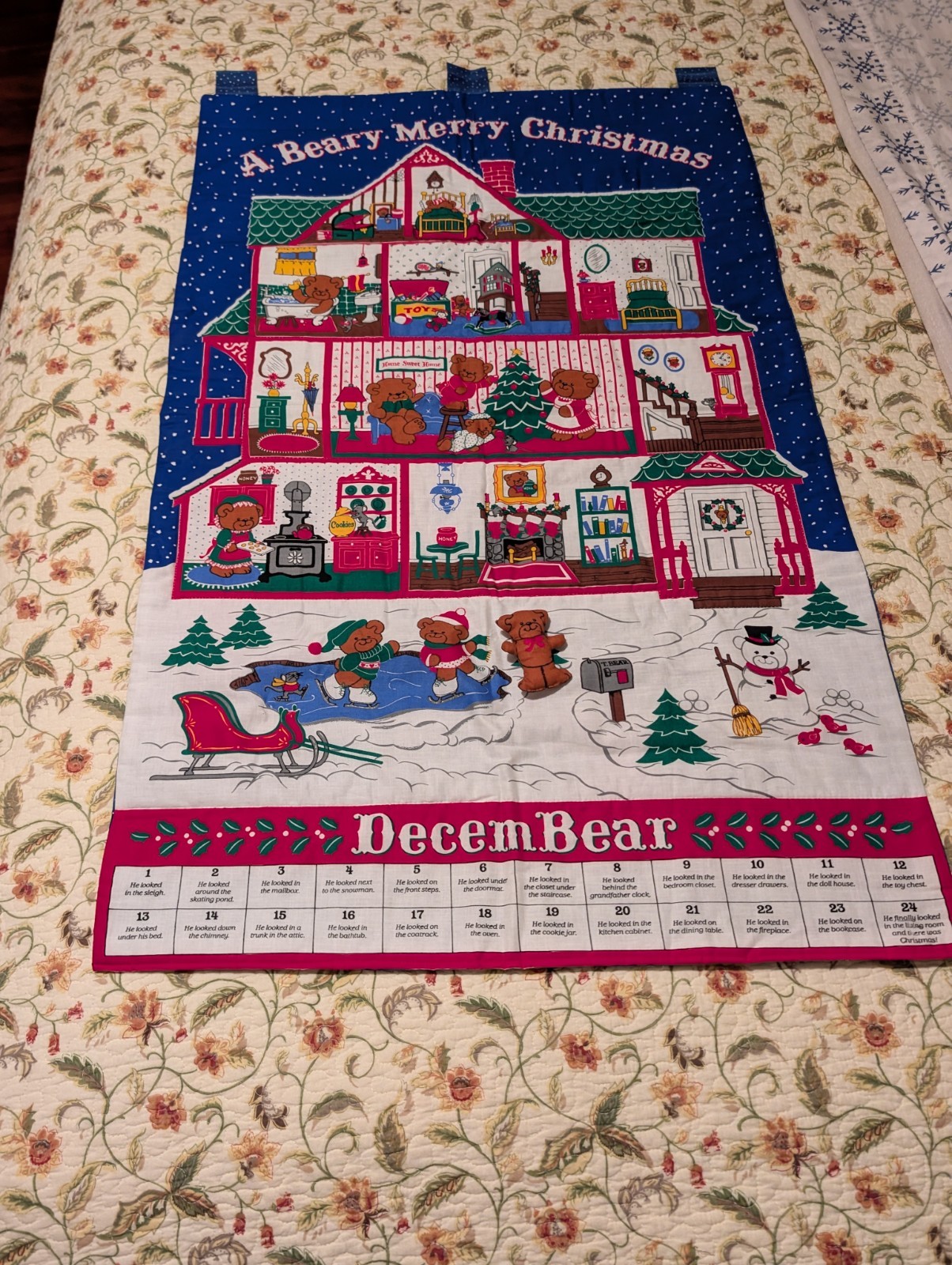 BEARY MERRY CHRISTMAS Countdown calendar teddy bears ~ 26 x 41 inches gallery