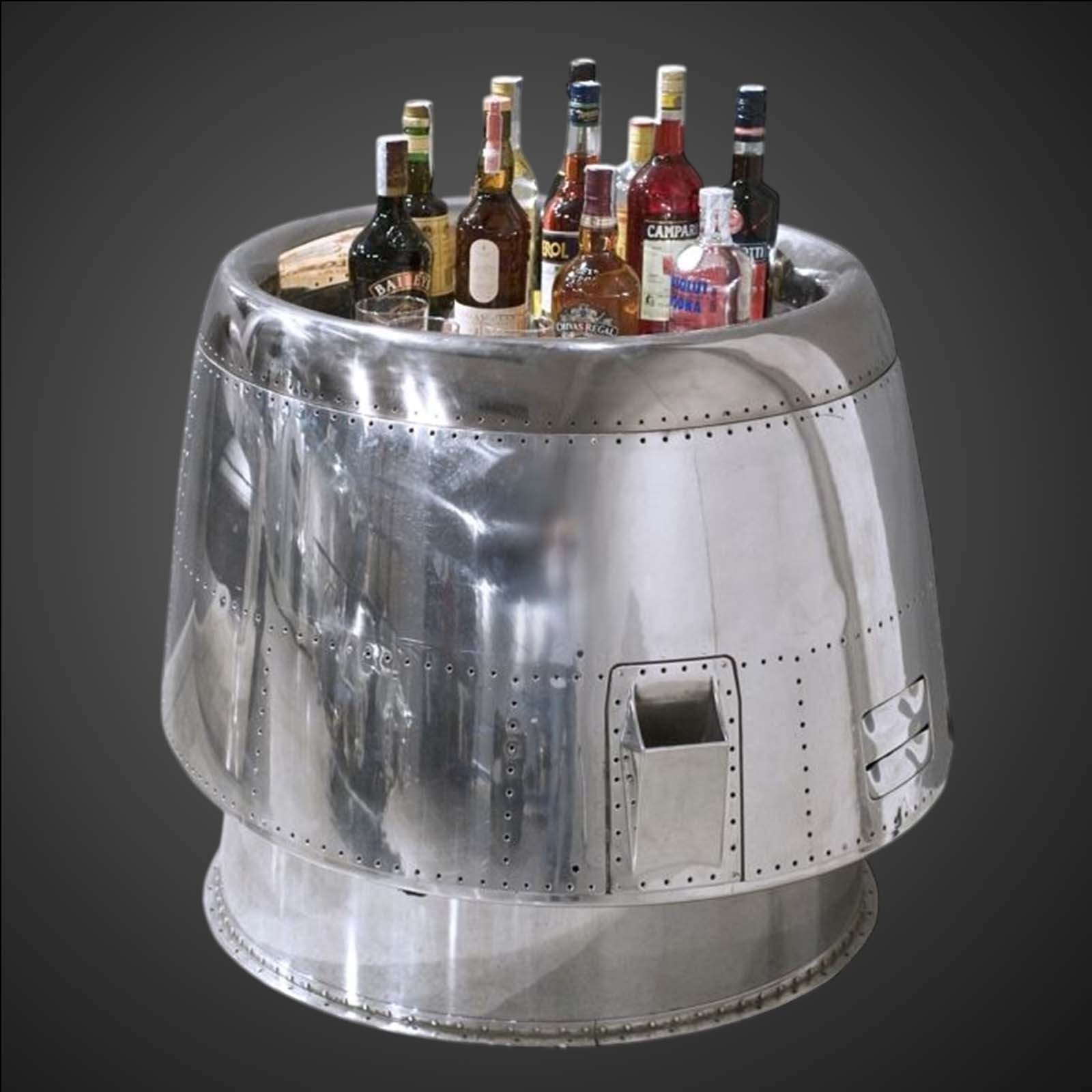 Aviator Aircraft Engine Cowling Bar Cabinet – Aluminum Airplane Aviation Stool gallery