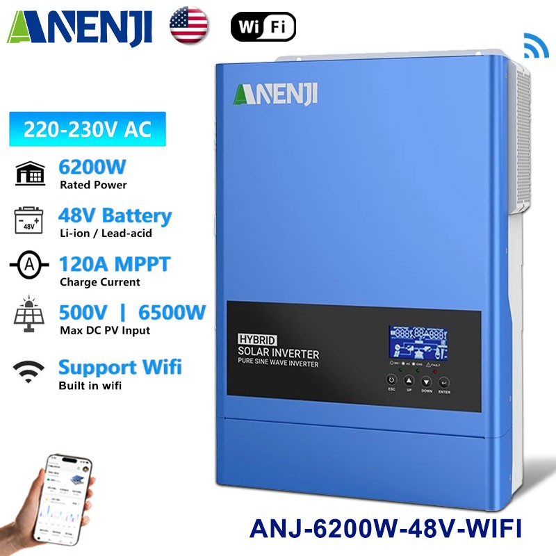 6200W 48V Solar Hybrid Inverter Off Grid 500V 120A MPPT Charger Controller Wifi gallery