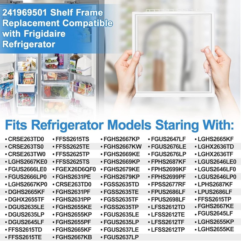 UPGRADED Frigidaire Shelf Frame Replacement for Crisper Drawer - No Glass gallery