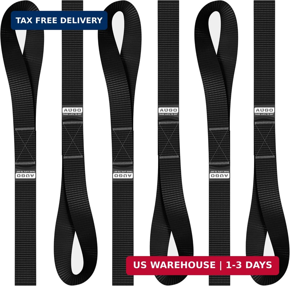 Soft Loop Tie Down Straps - 1,500 Load Capacity & 4,500 Lbs Breaking Strength -