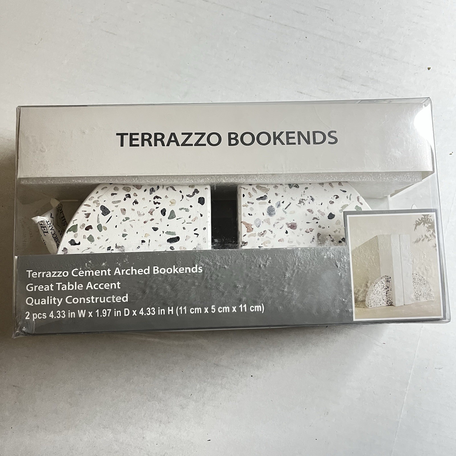 Terrazzo Cement Arched Bookends Table Accent Decor NIB gallery