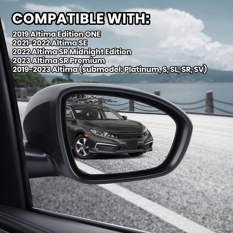 Passenger Side Mirror Compatible with Nissan Altima 2019 2020 2021 2022 2023 ... gallery