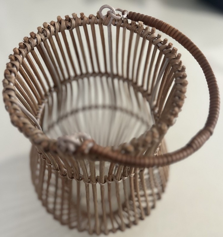Wicker Woven Round Belly Large Lantern Candle Holder With Handle 12.5” gallery