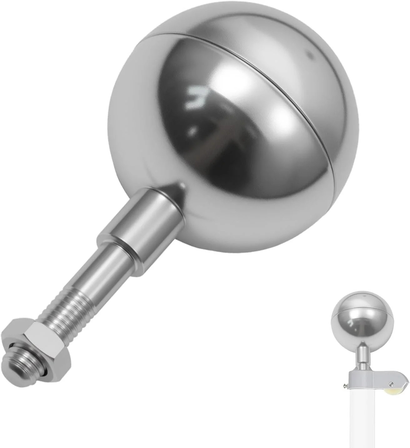 Flag Pole Ball Topper for Outdoor, Sliver Flagpole Ball Toppers Finial Replaceme gallery