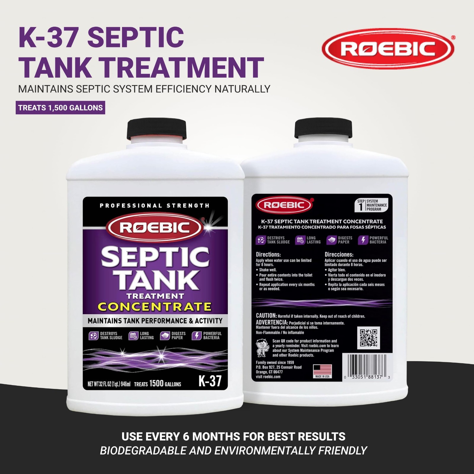 Septic Tank Treatment 32 oz Concentrate - Safe for All Plumbing Systems, Colorle gallery