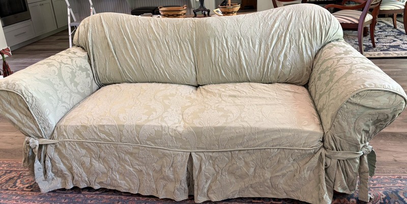 Couch or Sofa Cover, high quality,, light dusty damask green color, excellent gallery