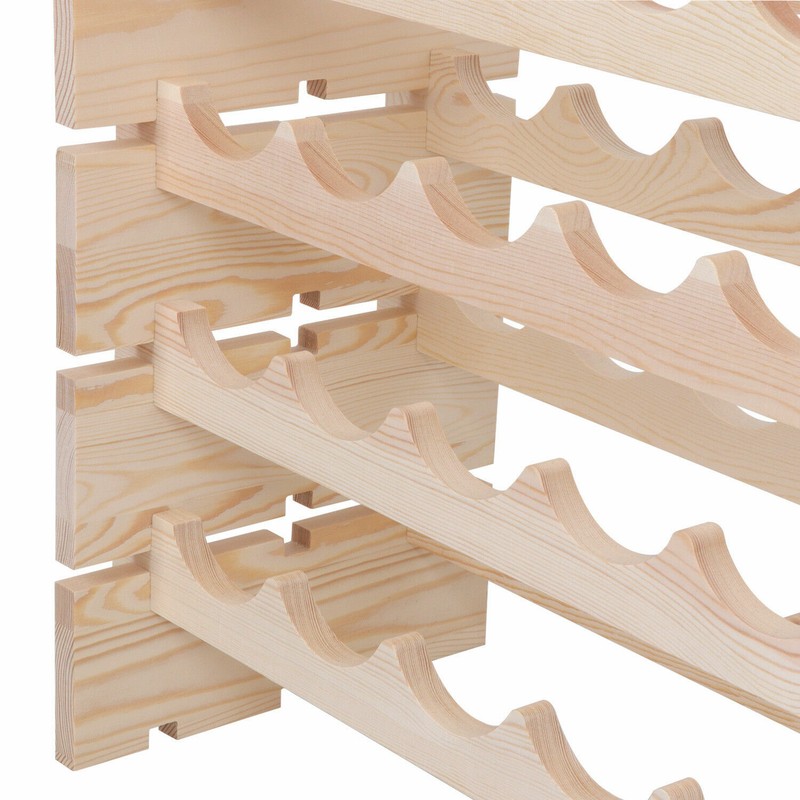 2PCS Wine Rack Natural Wood Holder Stackable Storage Display Shelve 96 Bottles gallery