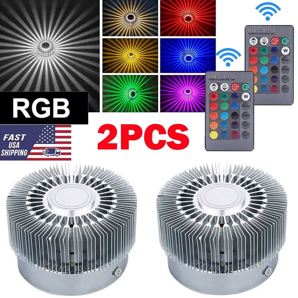 2X 3W Modern LED Wall Ceiling Light Sconce RGB Lighting Fixture Decor Lamp USA gallery