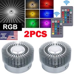 2X 3W Modern LED Wall Ceiling Light Sconce RGB Lighting Fixture Decor Lamp USA