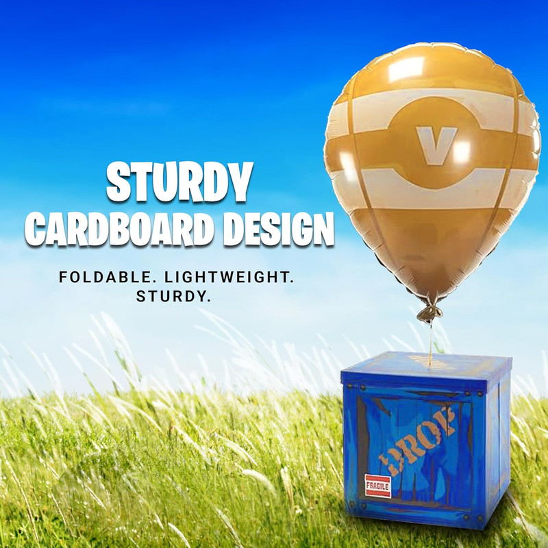 Loot Drop Box with Yellow Balloon – Large 14” Gift Box for Birthday Parties & De gallery