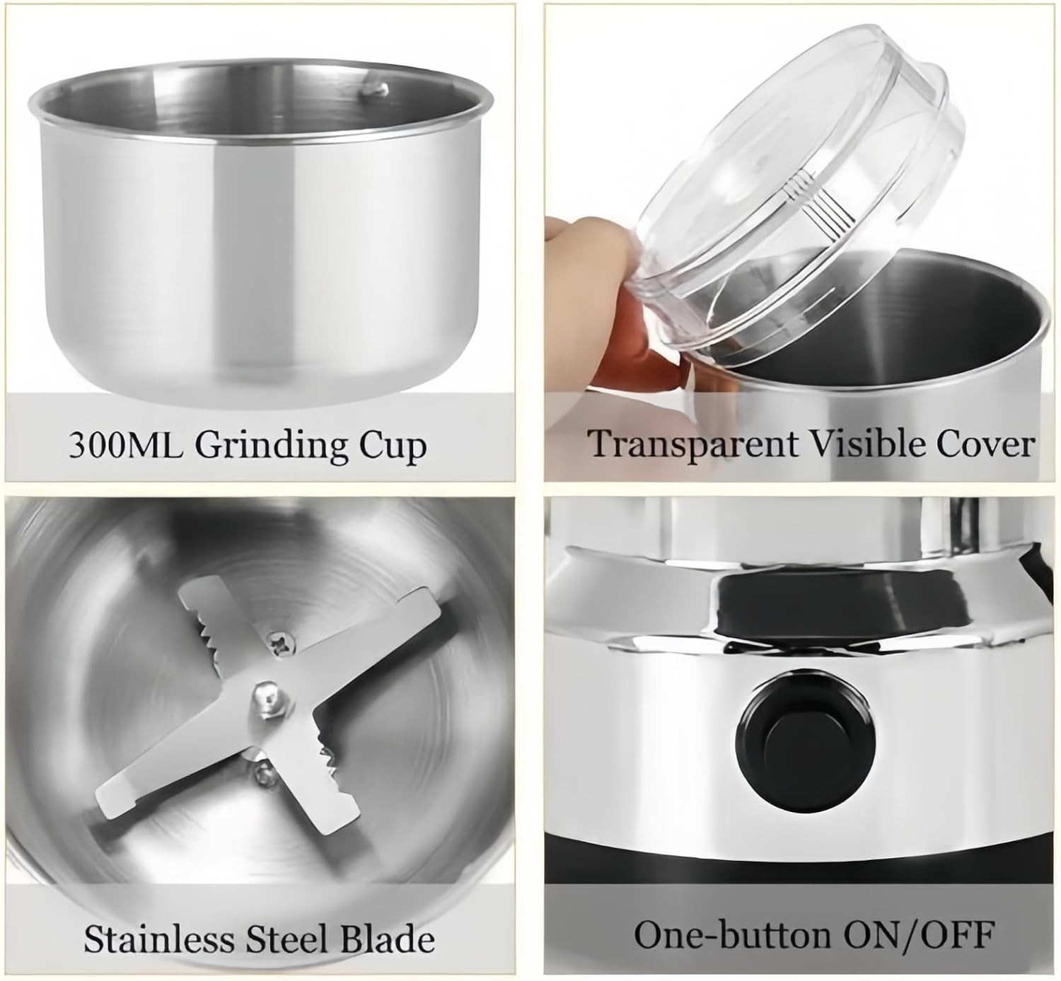 Electric Coffee Grinder & Mini Grain Crusher, Fast Grinding, One Botton On/Off gallery