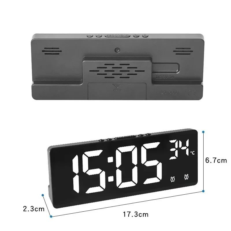Digital LED Alarm Clock with Temperature Display Home Desktop Clock Snooze Time gallery