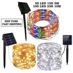 Outdoor Waterproof Copper Wire Solar String Lights LED Garden Xmas Party Decor