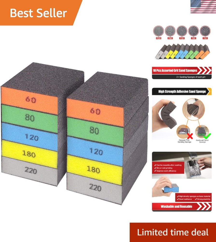 High-Density Sanding Sponge Assortment - 10 Pcs for Precise Control & Durability
