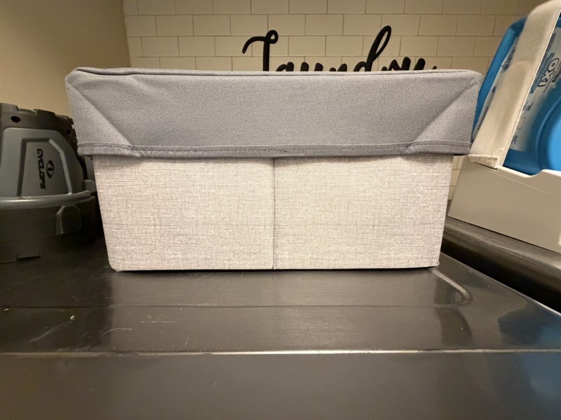 Thirty-One * Your Way Rectangle Storage Bin * Light Grey Crosshatch * With LID * gallery