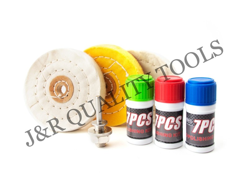 7pc Metal Buffing Kit for Drill 3" Inch Wheel for Polishing Hard Metals gallery