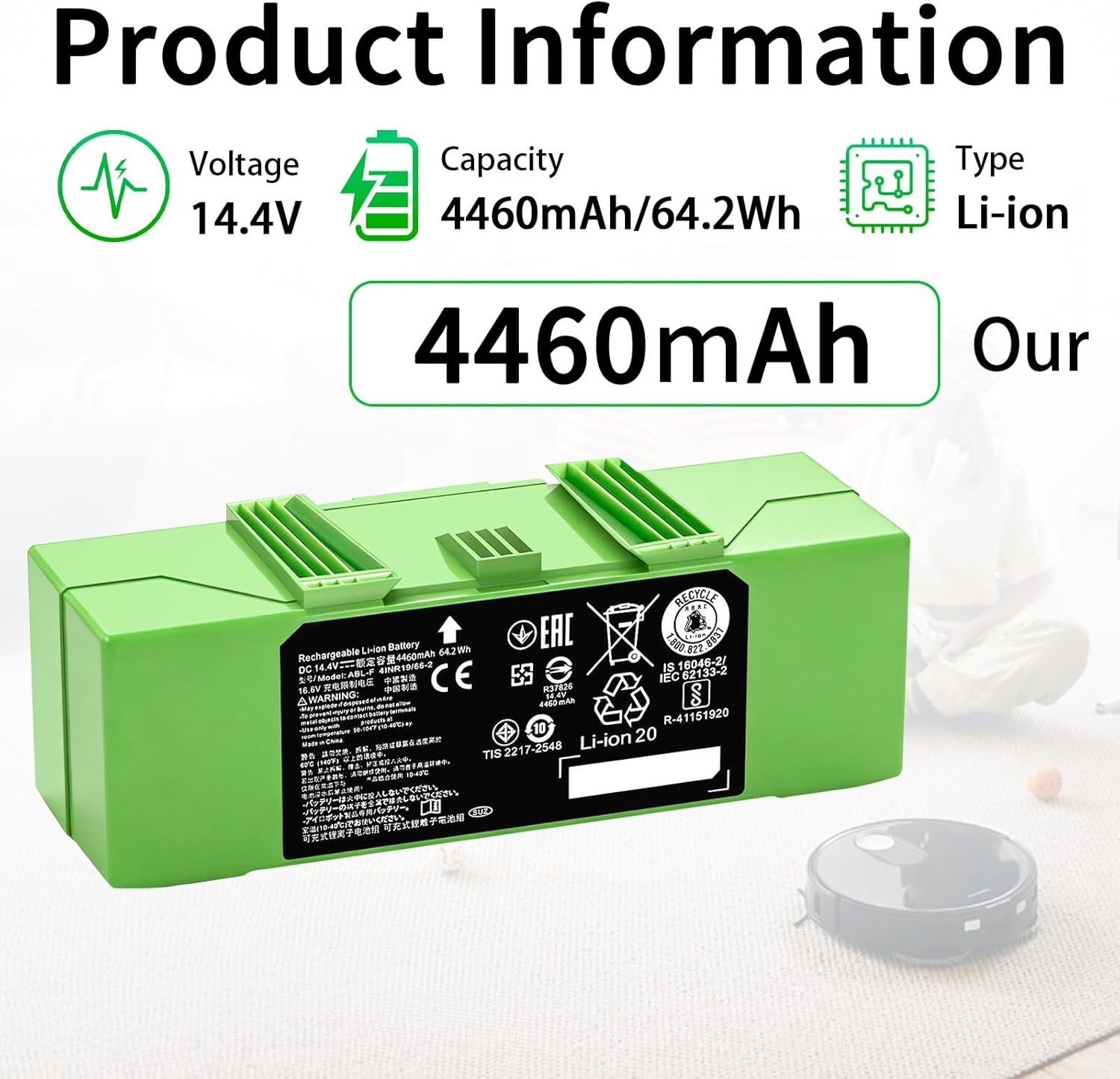 64.22Wh ABL F Battery Compatible with iRobot Roomba e i and j Series i8 i8 j7 gallery