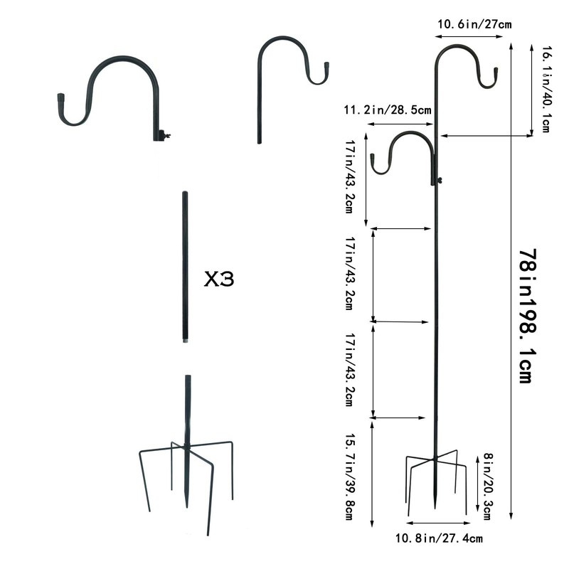 Adjustable 78/62/46/30 Inch Double Shepherds Hooks or Outdoor gallery