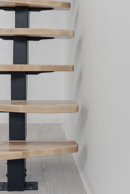 Indoor Space-Saving Straight Staircase Kit Central Stringer Beech Alternate Step gallery