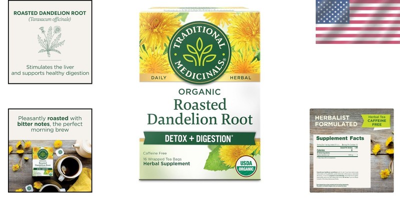 Organic Dandelion Root Tea - Supports Digestion & Stress Relief - 16 Tea Bags gallery