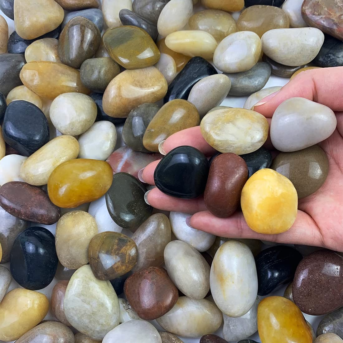2 Lbs Pebbles for Plants, 1-2 Inch Polished River Rocks for Plants Indoor Aquari gallery