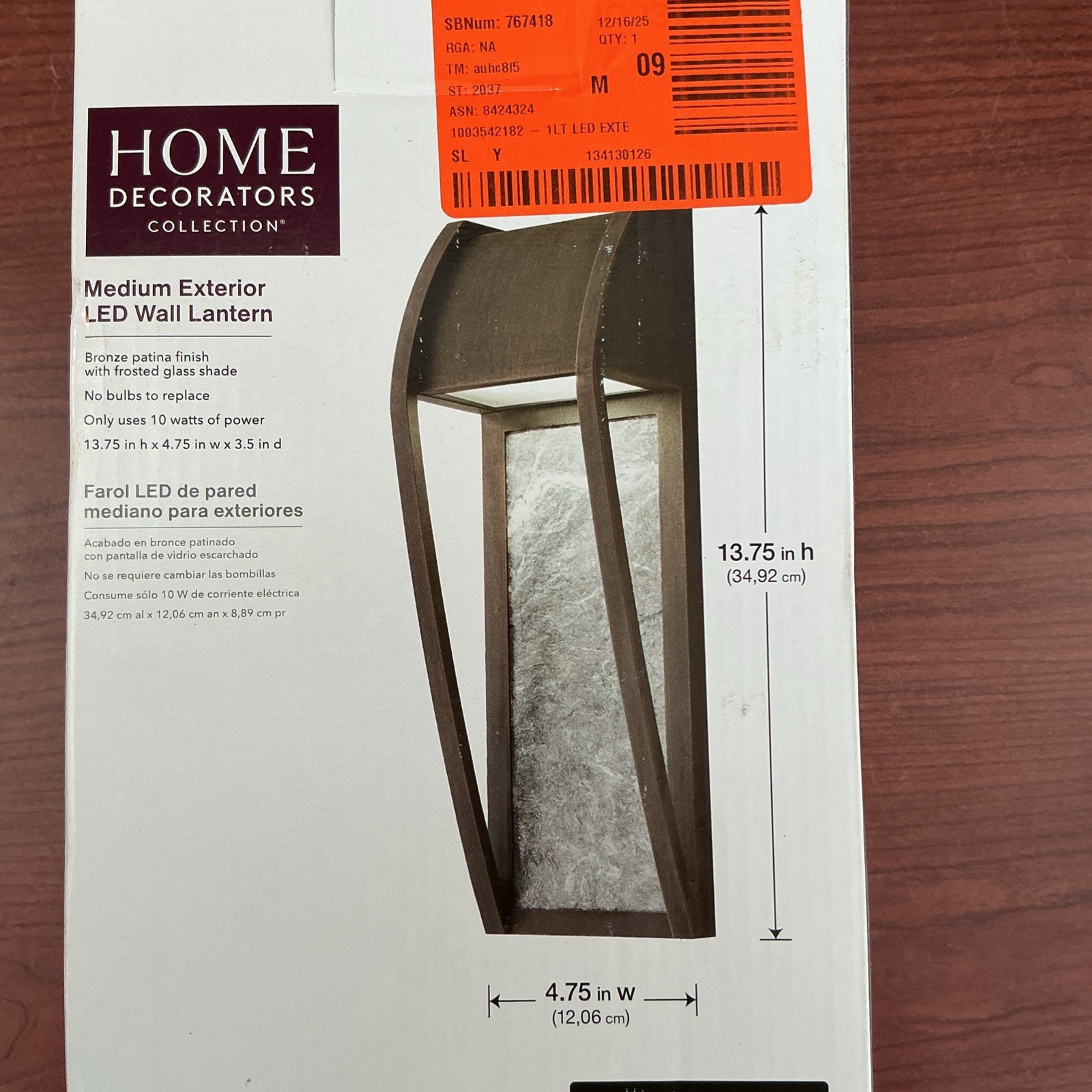 NEW Home Decorators Collection 14" Bronze Patina LED Outdoor Wall Lantern B37 gallery